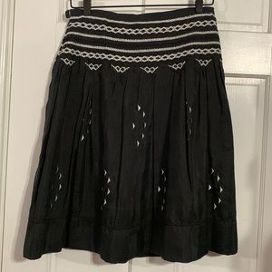 Context Petite A-Line Silk Skirt. Black and White. Lord and Taylor